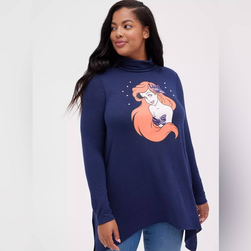 Torrid Mock Neck Top with Pearls - Disney Little Mermaid Ariel